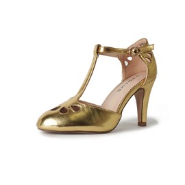 J. Adams Pepper Mary Janes - Cutout Kitten Heel Retro T Strap Pumps