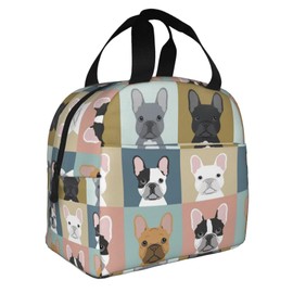 French Bulldogs Dog Insulated Lunch Bag for Women, Men,Large and Reusable, Handle, Freezable Work and Travel Tote and Meal Prep Waterproof Organizer