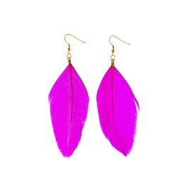 Miniblings Feather Earrings Hanging Bird Feather Birds Bird Fly Boho Hippie Pink Handmade Fashion Jewellery I Earrings Silver Plated, Cotton