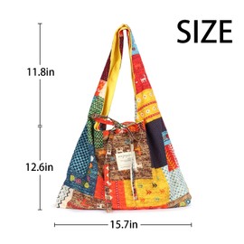 Boho purses Double-sided Tote Colorful boho bag for women-B yellow