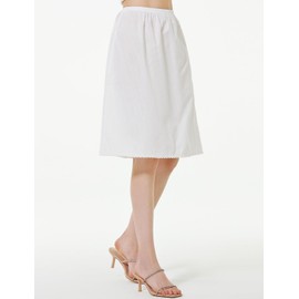 BEAUTELICATE Women's Half Slip Cotton Underskirt With Lace Trim Striped Pattern A-line Petticoat Underdress Summer Cooler Anti-static Cling Resistant Underslip (Off White-60cm,XL)