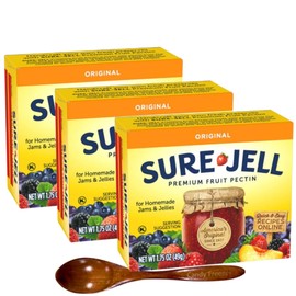 Sure-Jell Original Fruit Pectin for Canning – Pack of 3 (1.75 oz Boxes) – Classic Pectin for Homemade Jams, Jellies & Preserves – Includes Candy Freezer Wooden Spoon (Original) - Wooden Spoon