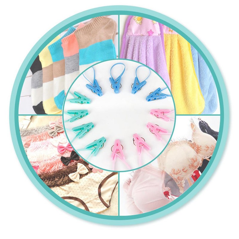 yueton Pack of 12 Clothes Peg Clip Pins Rope Hanging