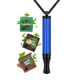 ASTOFLI Breathing Necklace for Anxiety Relief – Flavored Air Breathe Necklace, Breath Free Stress Relief Device with Flavor, Meditation Jewelry Gifts for Women and Men, Stainless Steel