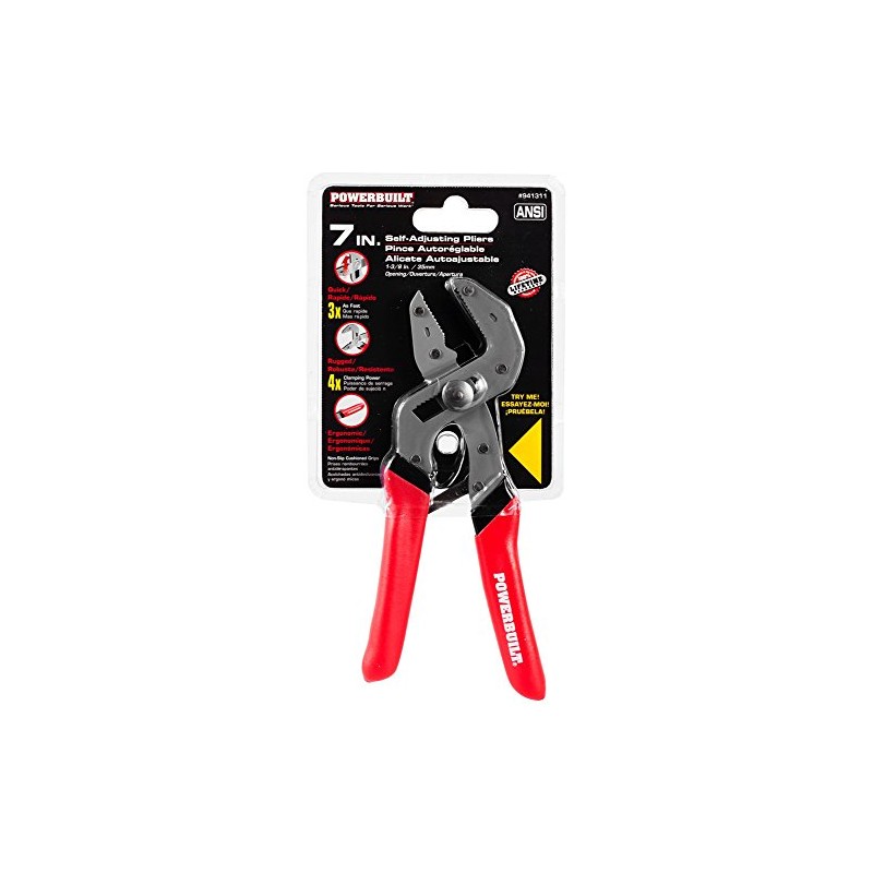 Powerbuilt 7-Inch Self-Adjusting Pliers, Spring Loaded One Hand Power Grip,