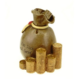 UDO Schmidt GmbH & Co. KG Skarbonka worek NA pieniądze jeden worek pełen pieniędzy 14 cm poliżywica świnka skarbonka