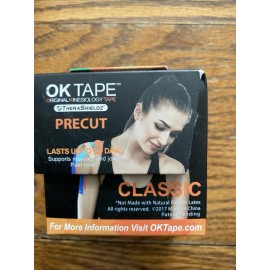 OK TAPE Kinesiology Tape 2 Inch X 16.4 Feet  Precut Classic 20 Strips Black