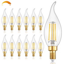 IINVGOOD Dimmable LED Candelabra Bulbs 40 Watt Equivalent, 2700K Soft Warm White Chandelier Light Bulbs, 4W 460 Lumens Flame Tip Candle Light Bulbs, E12 Base Bulbs, 90+CRI, 12 Packs