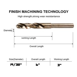 19/32 Cobalt Drill Bits - 3 Pack - 6 Inch Length - M35 Cobalt Drill Bits with Storage Case - Perfect Drill Bits for Metal, Hardened & Stainless Steel, Cast Iron, and More!
