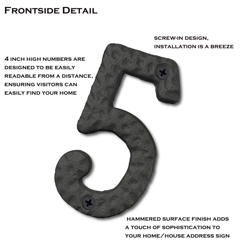 Cobata 4 inch Cast Iron Mailbox Numbers - Screw In