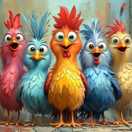 DAERLE Diamond Painting Adults, Cartoon Chickens, 5D DIY Diamond Painting Pictures, Funny Chicken, Diamond Painting, Round Stones for Home Decor, 30 x 30 cm