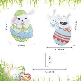 OYEFLY 2Pcs Spring Yard Signs Decorations Outdoor,Metal Easter Yard Signs (Multicolor)