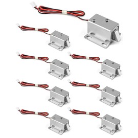 QWORK Electromagnetic Solenoid Lock, 8 Pcs Mini Door Drawer Tongue Down DC 12V Slim Design Assembly for Cabinet Door Drawer Safety Lock