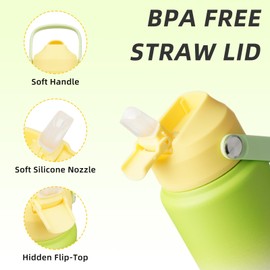 BJPKPK Water Bottle with Straw Lid, 24oz Vacuum Insulated Water Bottles, Metal Stainless Steel Water Bottle for Sports, Travel, BPA Free Leak Proof Thermos, Cups, Flasks, Tumblers,Green