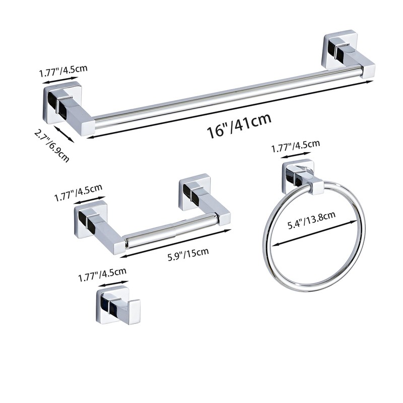 Chrome Bathroom Hardware Set 4 Pieces,Towel Bar Set Stainless Steel