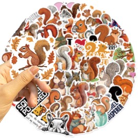 50 PCS Cute Red Squirrel Wall Decal Nursery Animal Wall Sticker Removable Peel and Stick Wall Art Decor for Kid Baby Classroom Preschool Living Room Playroom Bedroom School (Squirrel)