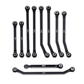 DJX CNC Aluminum High Clearance 4-Link w/Steering Link Set for 1/18 RC Crawler Redcat Ascent-18 Upgrades Part (Black)