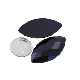Allstarco 50x25mm Jet Black H101 Large Flat Back Navette Acrylic Rhinestones Large Cosplay Gems Marquise Embelishments DIY Crafts - 2 Pieces