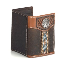 ARIAT Western Wallet Men Trifold Southwest Woven Brown Rowdy A35541282