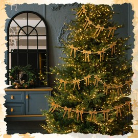 Chuangdi 9.8 ft Christmas Tree Ornaments Garland Xmas Tree Decorations Hanging Velvet Bow Winding Garland Holiday Party Decorations for Home Fireplace Decor(Brown,Fresh)