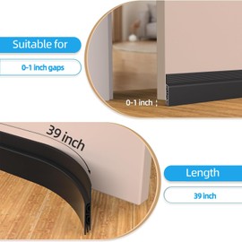 AIMIXUN 2 PCS Door Draft Stopper, Under Door Seal for Exterior/Interior Doors, Bottom of Door Seal, Door Soundproofing Strip and Weather Stripping Guard Cold Air Insulation, 2" W x 39" L (Black)