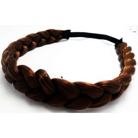 Headband Fashion Elastic Stretch Synthetic Hair Braid Braided Headband Color Brown (1 Pcs.) by Thai