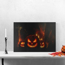 Northlight Jack-O-Lanterns in a Cemetery Canvas Wall Art, Black