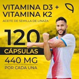 VITO Vitaminas Totales | Vitamina D3 400 UI + K2+ Aceite de Semilla de Linaza | Sin Ingredientes Añadidos | 120 Cápsulas de 440 mg