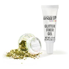 Snazaroo Bio Glitter Kit, Face and Body Paint, Biodegradable Gliter, Gold Colour 5g + Fixer