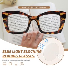 JiSoo Oversized Blue Light Readers for Women - Cool Womens Reading Glasses Chunky Thick Large Reading Glasses 2.5