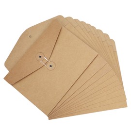 10 Pack A5 Envelope File Folder A5 Kraft String Envelope Brown Kraft Envelopes Catalog Kraft Paper Envelopes with Button and String Closure Project Pockets Document Organizer with String