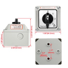Heschen Universal Latching Rotary Cam Selector Changeover Switch,SZW26-20/0-4.2D, 660V 20A, ON-Off 5 Positions 8 Terminals, with Box,for Switching and Breaking Circuits, TUV