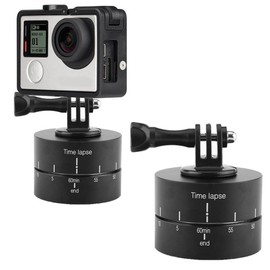 Rotating Tripod, Metal Clockwise Setting Direction Bearing Time Lapse Rotator, Black 360° 60 Minutes Panning Rotating Tripod Time Lapse Stabilizer, 1/4 Screw for Smartphones Cameras