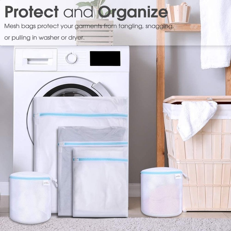 PrettyCare Laundry Bags for Garments (8 Pack Blue 2XL+2L+2M+2bra)
