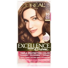 L'Oreal Paris Excellence Creme Haircolor, Medium Golden Brown [5G] 1 ea (Pack of 3)