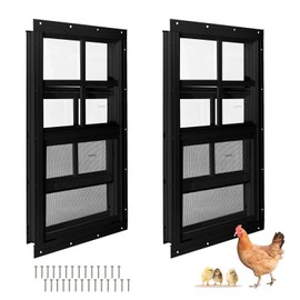 COLORPAPA 2 Pack Shed Windows,14" x 21" Flush Mount Small Window,Sliding Windows with Tempered Glass and Fiberglass Screen Shed, Chicken Coop, Playhouse, Household, Garage, Barns (Black)