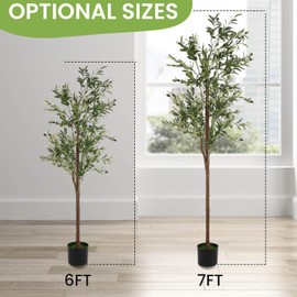Dollate Artificial Olive Tree 6FT, Tall Faux Plants Indoor for Home Living Room Office Decor, Potted Fake Tree with Olive Fruits & Silk Leaves