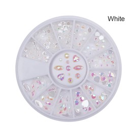 Crystal Nail Art Rhinestones Irregular Stones Flower Tips Decor DIY (White)