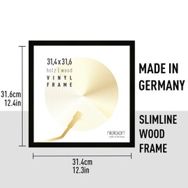 nielsen Vinyl Record Frame 31.4 x 31.6 cm, Wood, Black, Vinyl Frame for Hanging Portrait & Landscape, Shatterproof Art Glass, Vinyl Wood