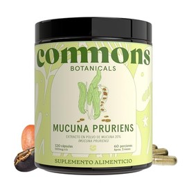 Commons Hongos Adaptógenos - Frijol Mucuna 120 cápsulas - Suplemento Alimenticio Natural - Más de 5 Meses de Suministro - 100% Orgánico