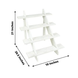 21 in Whitewashed 4 Tier Wooden Cupcake Holder Ladder Dessert Display Stand Party Events Reception Decorations Supplies