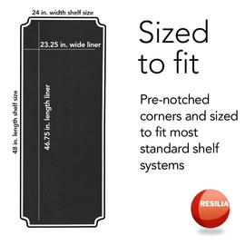 Resilia Shelf Liner Set for Wire Shelving Units – 4 Pack, 24 Inches x 48 Inches, Black Vinyl, Anti-Slip, Heavy Duty, Made in The USA, for Kitchen, Bathroom, Garage Storage
