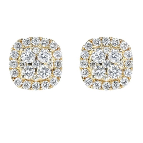 Small 3D Square 14K Yellow Gold 925 Sterling Silver Micro