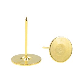 sourcing map 30Pcs Upholstery Tacks, 19mmx30mm Flat Head Decorative Furniture Nails Thumb Tack for Furniture Sofa Headboards, Gold