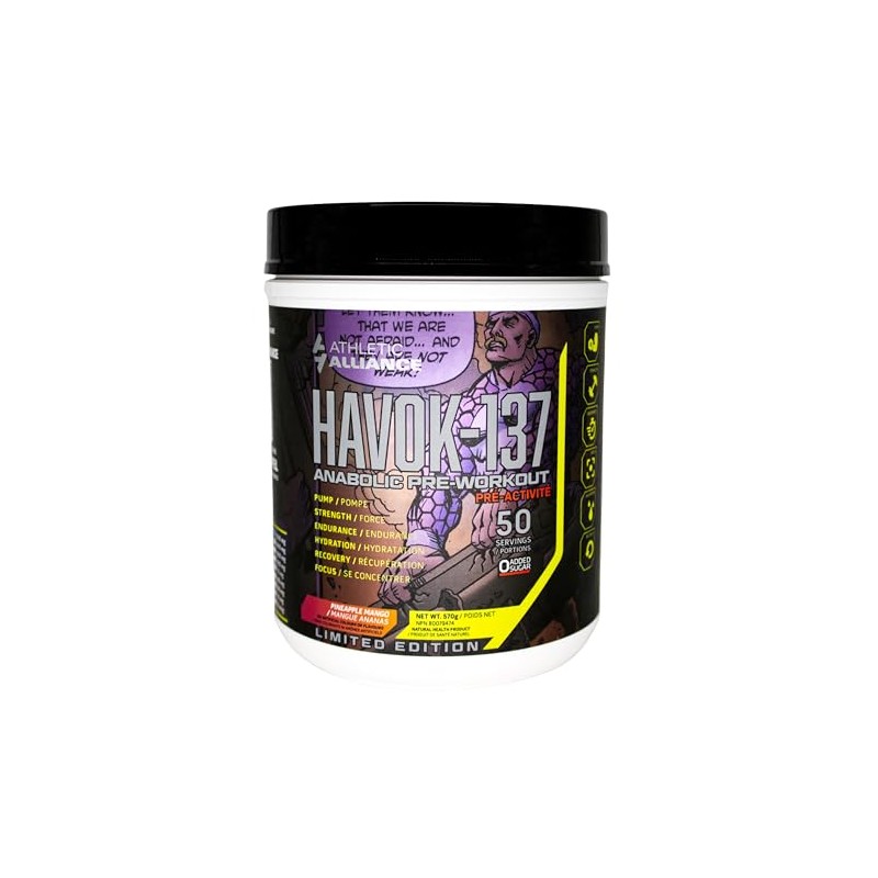 Havok-137 Anabolic Pre-Workout Supplement, Cotton Candy Grape Flavour, 570g, Limited
