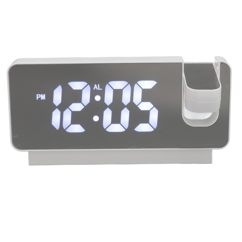 Projection Alarm Clock USB Rechargeable White Light Snooze Function Adjustable