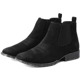 IUV Genuine Cowhide Suede Chelsea Boots For Men Western Boots Ankle Boot Casual Dress Slip On