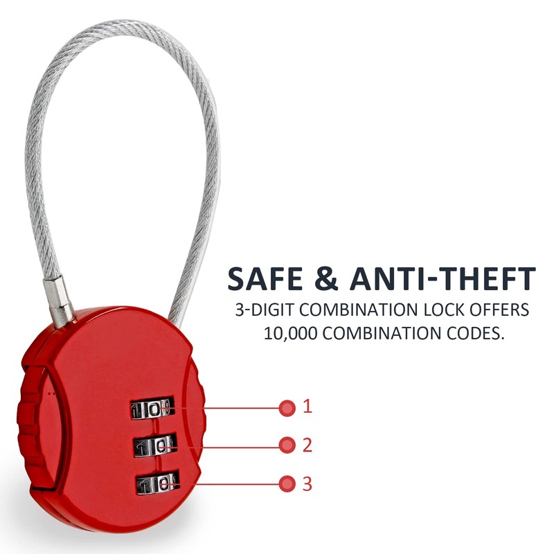 Litoexpe 6 Pcs Combination Lock, 3 Digit Outdoor Waterproof Padlock