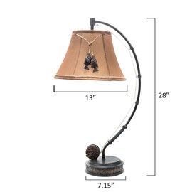 Black Forest Décor - Fishing Reel Table Lamp with Faux Moleskin Shade - Perfect Cabin & Lodge Decor - 28" x 15" x 13"