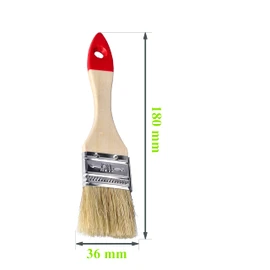 ToolSpace Set of 4 Brushes for Painting, 8/19/36 mm Flat Brush and Round Brush, 25 mm Ring Brush, Brush Set, Flat, Round Brush Natural Hair, Natural Bristle Brush, Wood Colour